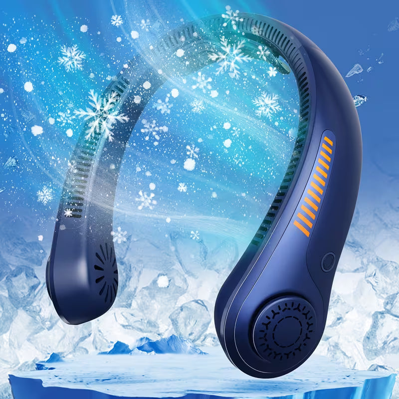 Portable Neck Fan with Bladeless Cooling System – USB Rechargeable, 5 Speed Settings, Ultra-Quiet Personal Fan for Office, Travel & Outdoor Use