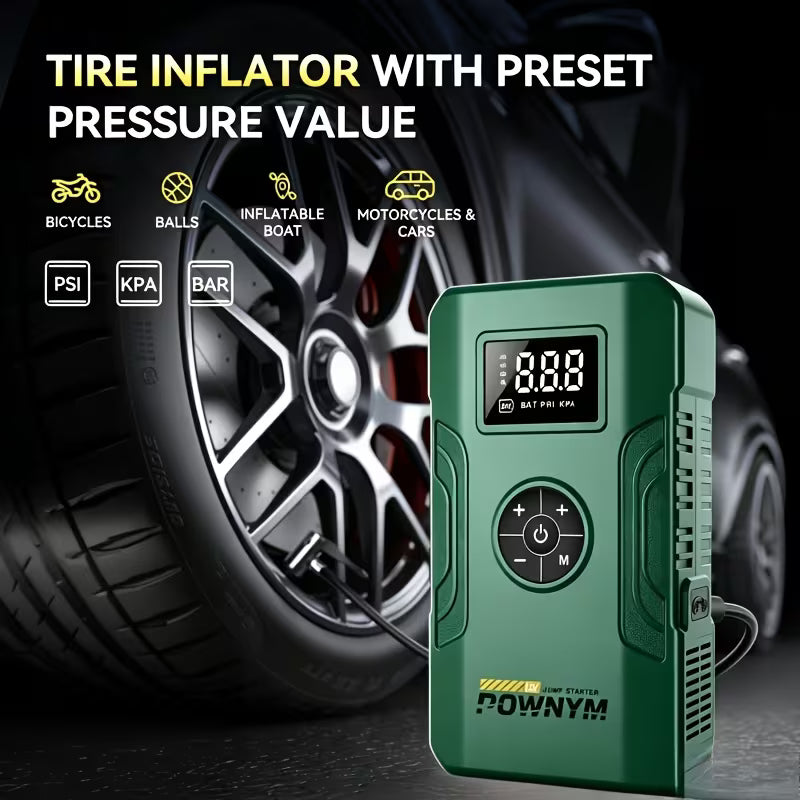 7-in-1 Portable Jump Starter & Air Pump 10000A – Cars, Trucks, Bikes & More