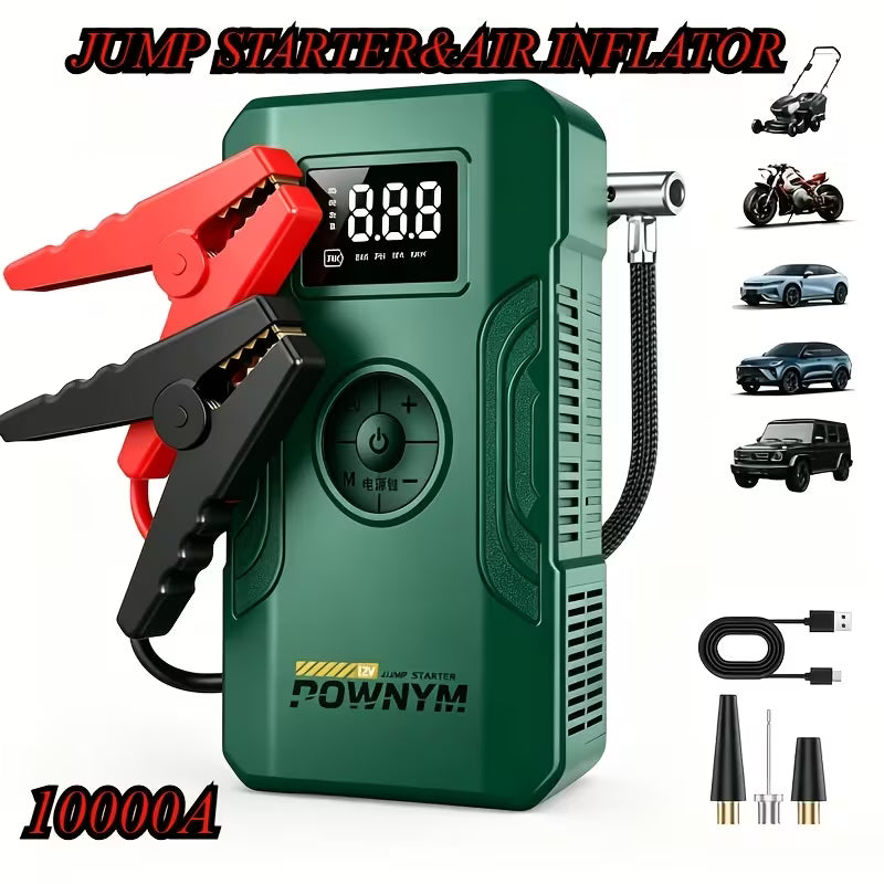 7-in-1 Portable Jump Starter & Air Pump 10000A – Cars, Trucks, Bikes & More