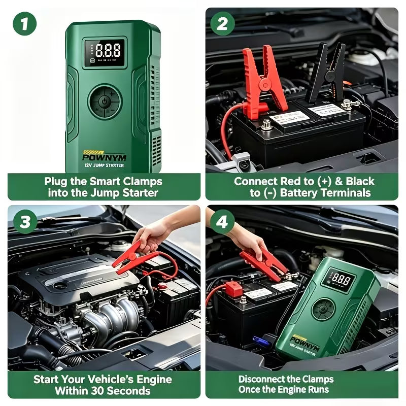 7-in-1 Portable Jump Starter & Air Pump 10000A – Cars, Trucks, Bikes & More
