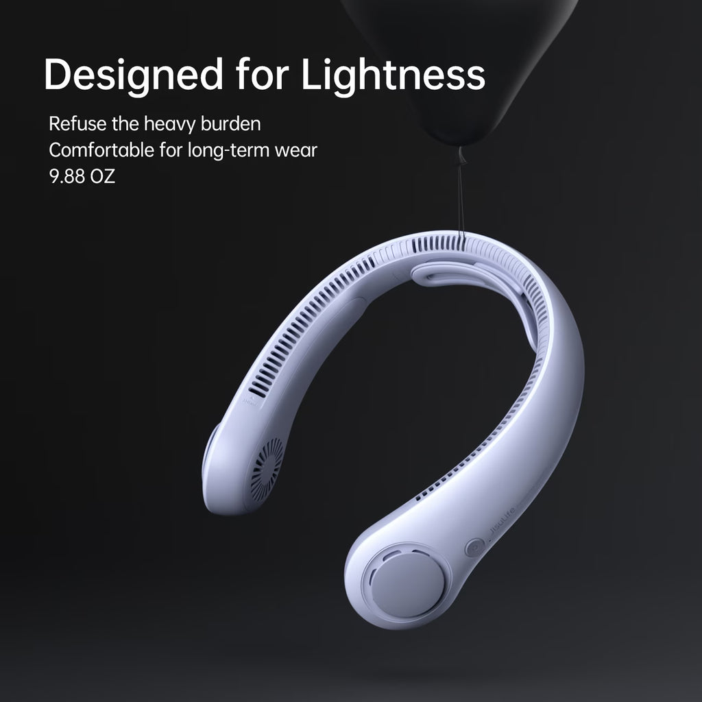 JISULIFE Upgraded Portable Neck Fan – Hands-Free Bladeless Personal Fan, 5 Speeds, 2500mAh Rechargeable Battery