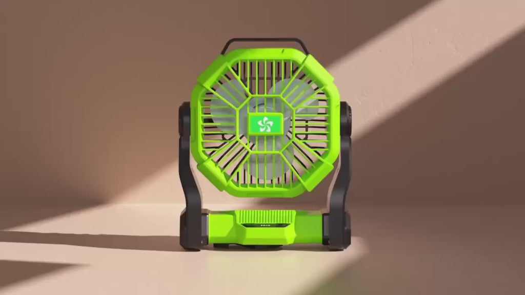3-in-1 Camping Fan - Charge, Light & Ventilation with LED Lantern